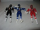 Lot 3 Vintage 1994 Mighty Morphin Power Rangers Karate Action Red Blue Black 8"
