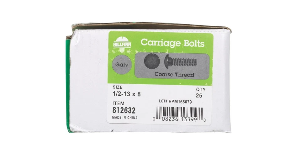 Perno de carro 1/2" X 8" L acero galvanizado por inmersión en caliente galvanizado por inmersión en caliente Foto 2 de 4