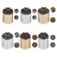 US 1Pcs Womens Long Fringed Shawl Sequin Beaded Tassel Evening Cape Flapper Wrap
