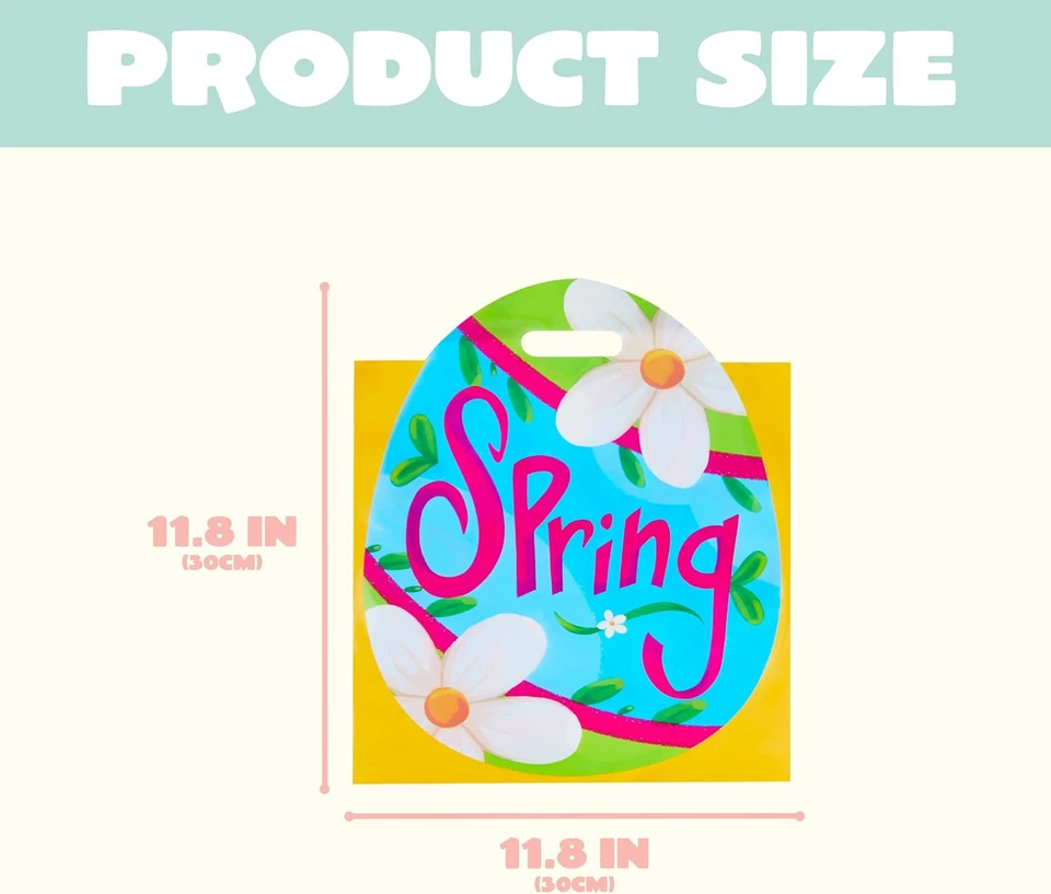 48 Pcs Easter Gift Bags 11.8x11.8 inch, Egg-Shaped, 6 Designs, Kids Party Favors - Изображение 3 из 4