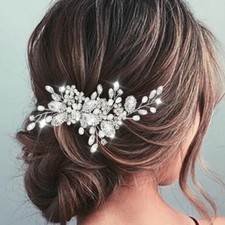 Crystal Bride Wedding Hair Comb Silver Rhinestone Bridal Hair Piece Pearl