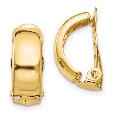 Real 14K Yellow Gold Non-Pierced Polished Earrings; Women & Men