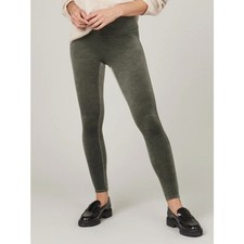 Spanx womens Ready To Wow Velvet silver dark green leggings size M