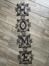 VTG Rustic Scrolled Metal Wall Hanging Letters HOME Decor Hammered Farmhouse