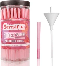 100 PACK Pink Pre Rolled Cones| King Size Rolling Paper Cone 108MM with... 