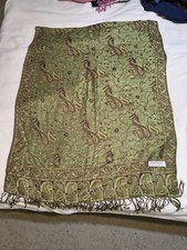Paisley Reversible Green Pashmina Feel Shawl Wrap Scarf Stole 27"x70" Fringes
