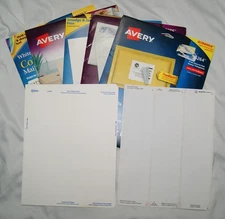 lot of various avery labels 15264 8986 8160 15660 18257 & badge inserts
