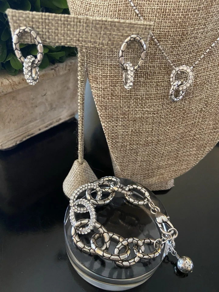 Brighton Pebble Pave Collection~Bracelet, Necklace & Earrings Set~Lovely - Image 2 of 4