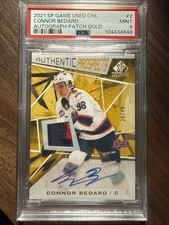 Connor Bedard 2021-22 UD CHL SP Game Used Authentic Prospects Auto Patch /49 PSA