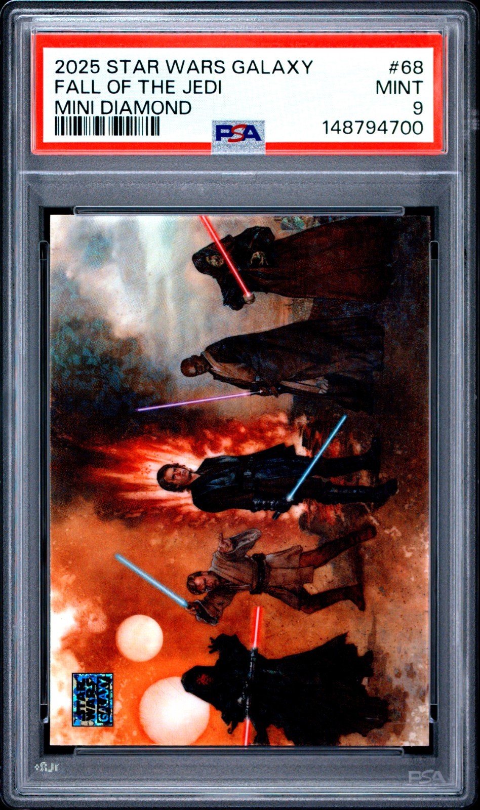 (PSA 9) 2025 Star Wars Galaxy #68, “Fall Of The Jedi” Mini Diamond view 2