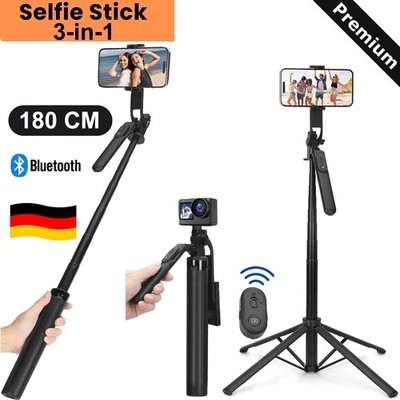 Selfie Stick mit Stativ und bluetooth Fernbedienung 180cm Lang Smartphone iPhone