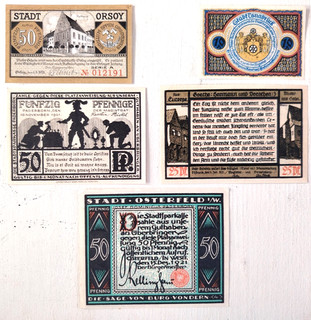 A/3 ALLEMAGNE DEUTSCLAND Lot de 5 Notgeld 1920/21 NEUF UNC
