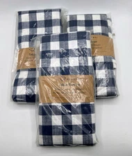 set of 3 New RUVANTI 100% Cotton Cloth Table Runner, Blue/White Check 14x90 inch