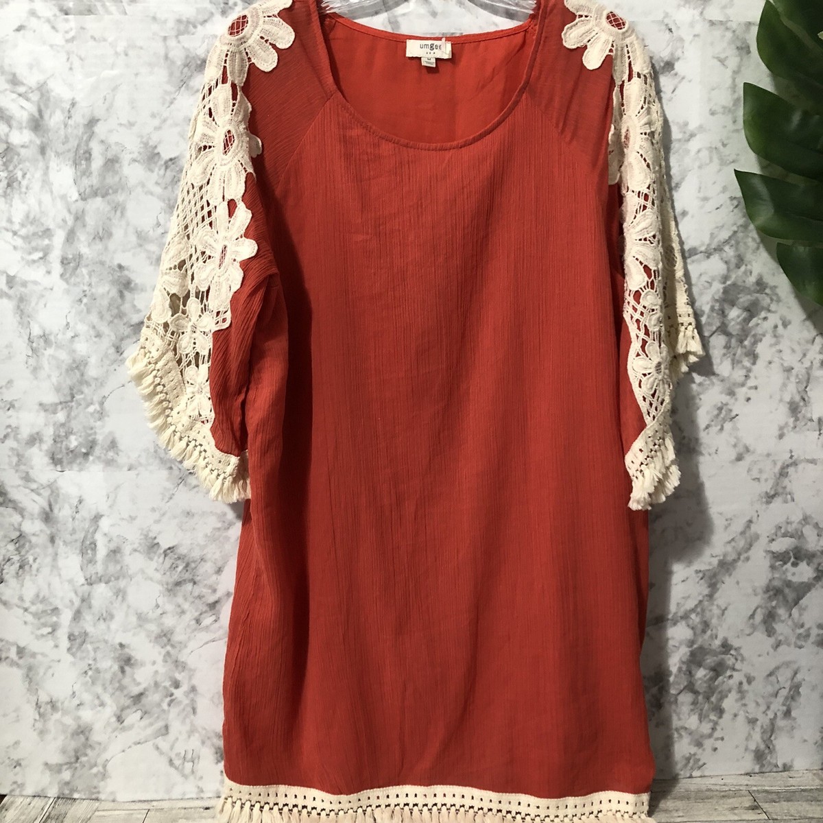 UMGEE Embroidery Tassel Dress Womens Size M Medium Long Sleeve Knee Length UMGEE Embroidery Tassel Dress Womens Size M Medium Long Sleeve Knee Length