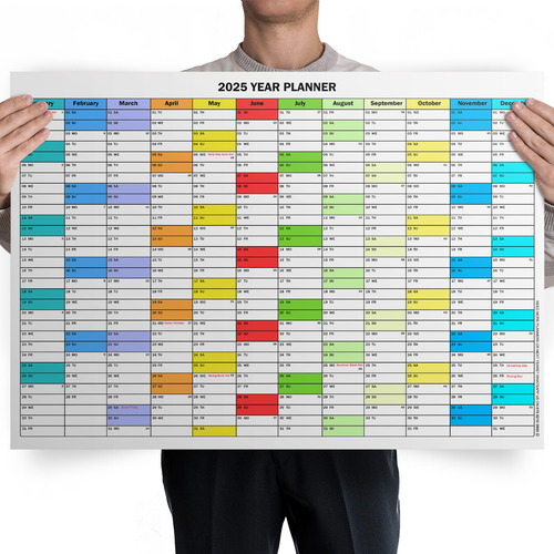 2025 Year Planner Calendar Wall Planner Holidays Home Wall Chart Organiser A1 - 第 1/9 張圖片