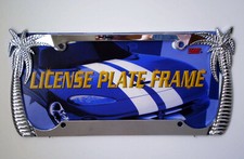 Set Of 10 - Slim Chrome Palm Tree Steel License Plate Frame For Auto Suv Truck