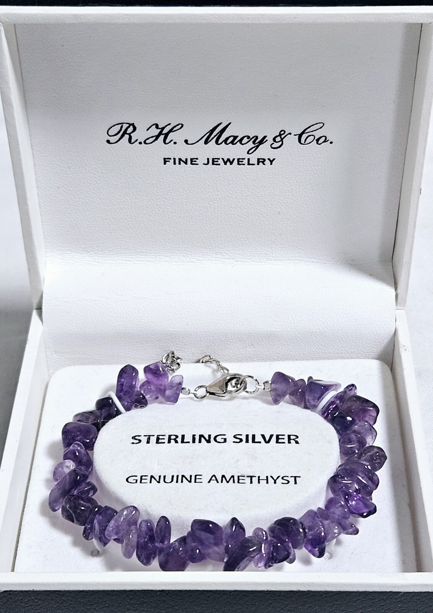 Macy Co Sterling Silver Amethyst Bracelet J1-3115