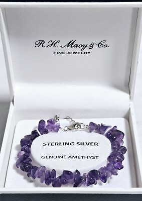 Macy Co Sterling Silver Amethyst Bracelet J1-3115