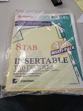 Wilson Jones Insertable Tab Indexes - 8.5" X 11" - 4/Set Clear Tab - 53218 - NEW