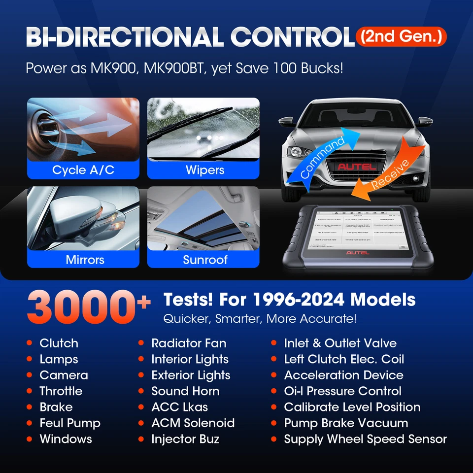 2025 Autel MaxiCOM MK808S Bidirectional Car Diagnostic Scanner Tool Key Coding - Image 4 of 4