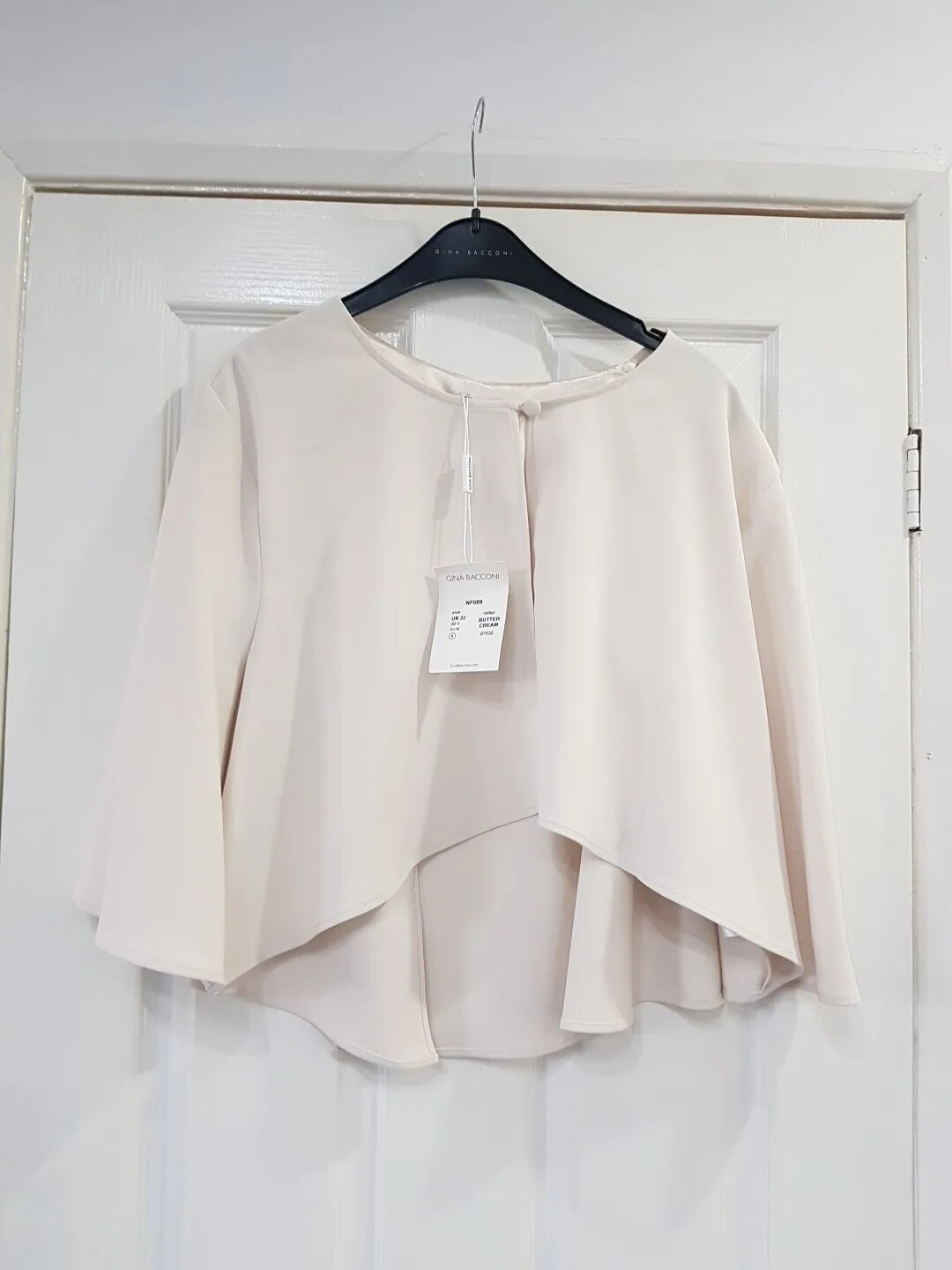 Gina Bacconi 20 Cream Bolero Jacket Shrug Cardigan Womens Open Front 3/