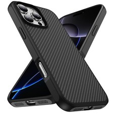 For iPhone 13 14 15 16e 16 Pro Max Carbon Fiber Mag Safe Case Shockproof Cover