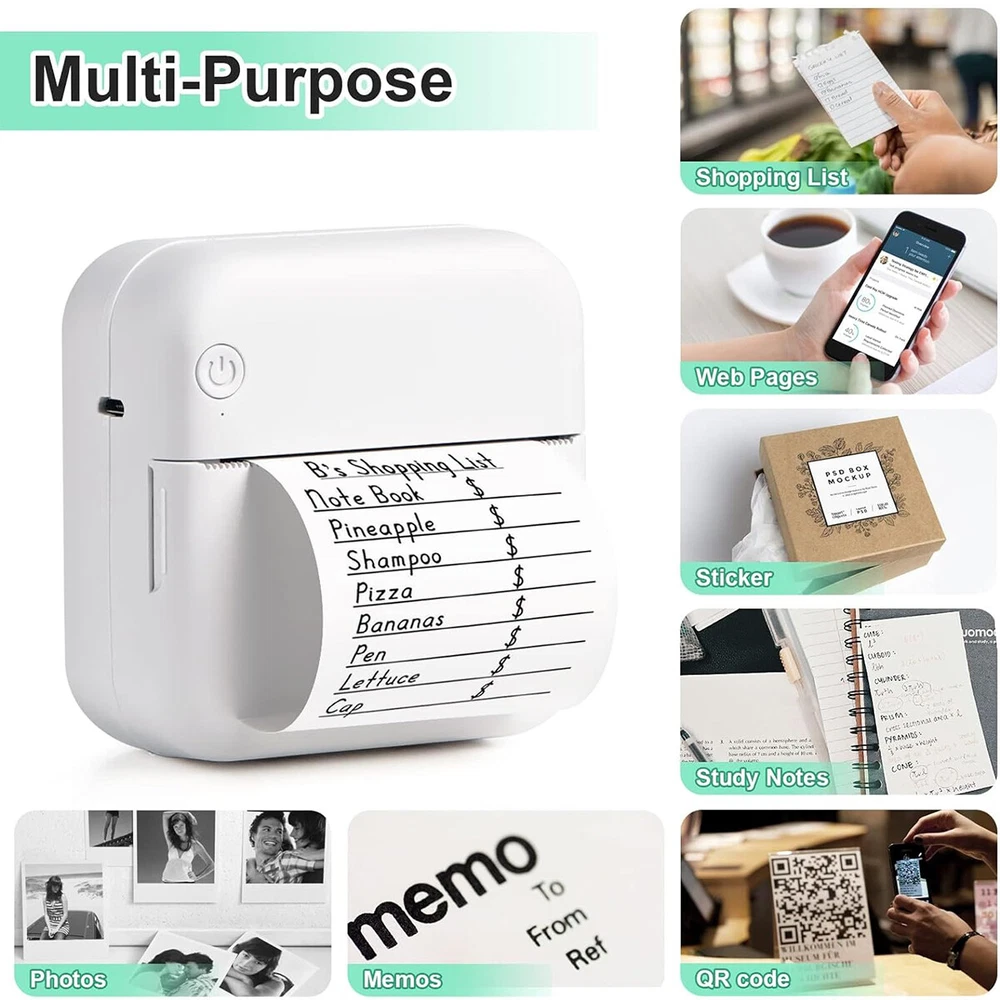Portable Mini Thermal Printer Label Photo Printer Wireless Bluetooth Printing