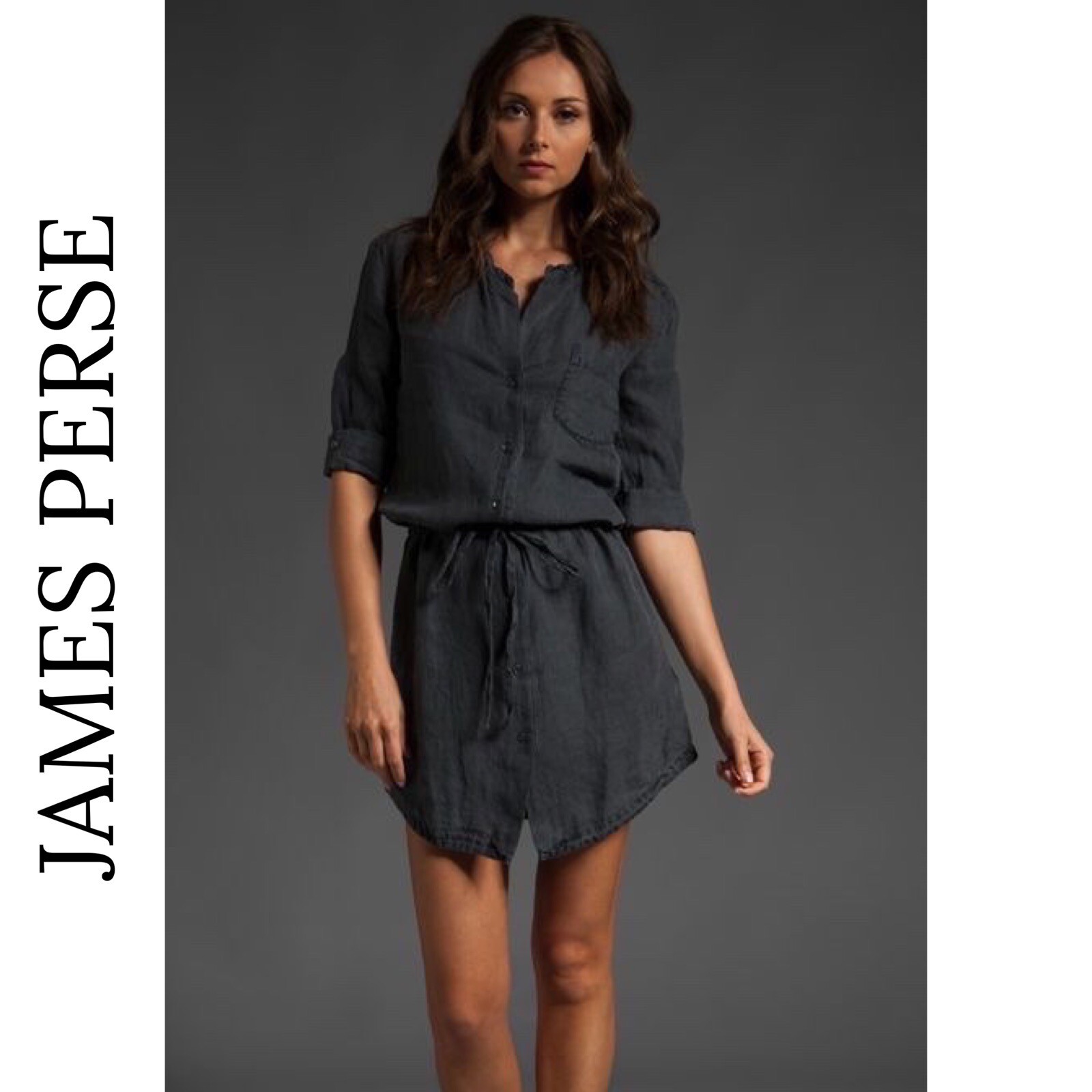 JAMES PERSE STANDARDS 100 Linen Estilo Navy Shirt Dr… Gem