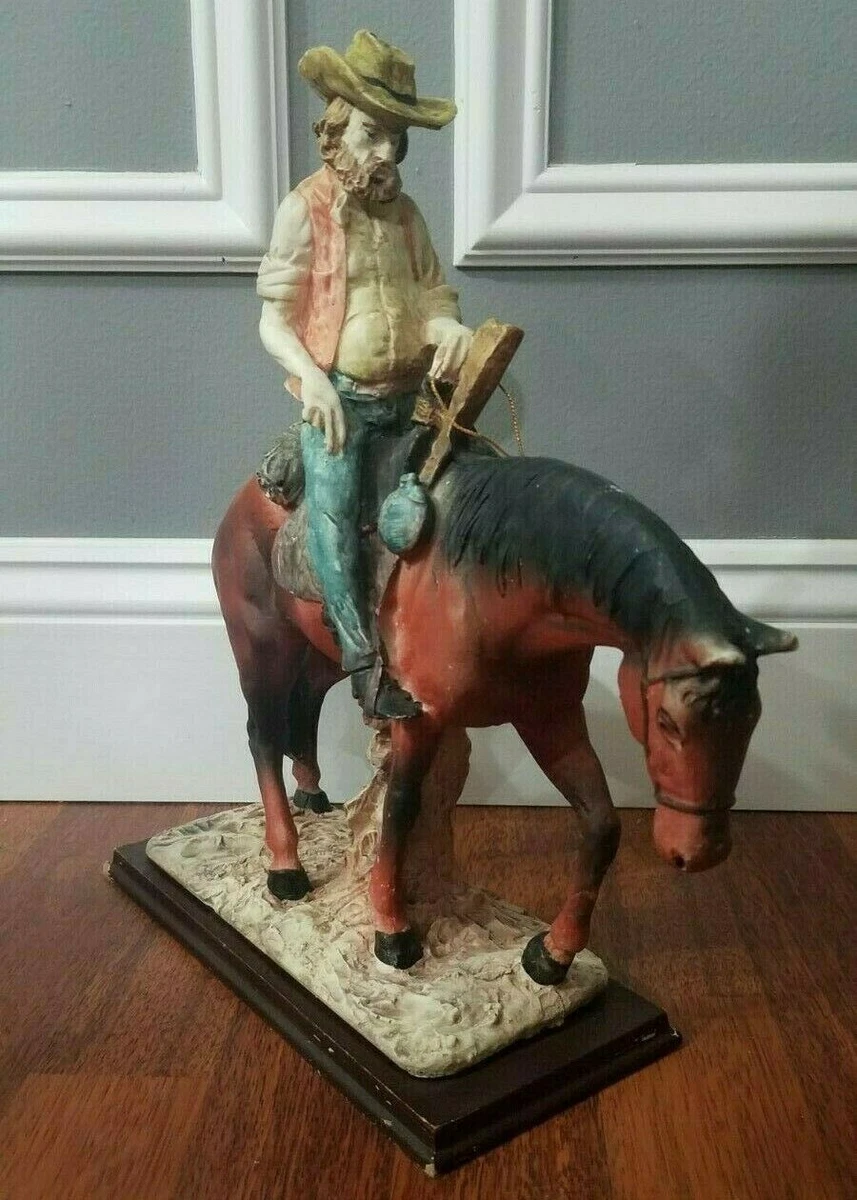 Vintage Cowboy and Horse Resin Figure Rustic Western Decor eBay