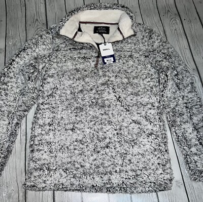 Grizzly Sherpa Tan Thick Fuzzy Soft Quarter Zip Pullover Sweater Sz Small