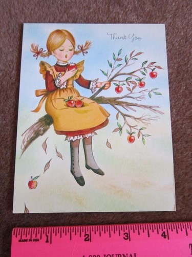 Apple Tree Thank You Note Autumn Leaves Fall Theme Bible verse vtg 1980's Card - Picture 3 of 7