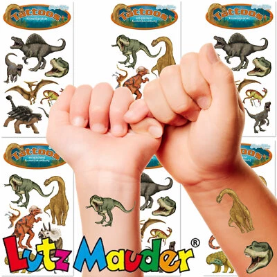 LUTZ MAUDER 42x DINO TATTOOS - Dinos T-REX Tattoo Kindergeburtstag Kindertattoos Mitgebsel