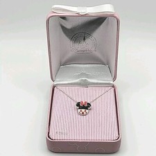 Disney Parks Minnie Mouse Ears Necklace Red Black Enamel With Original Box