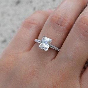Emerald Cut Wedding 950 Platinum 0 70 Ct Diamond Solitaire Ring 5 6 7 8 Sale Ebay