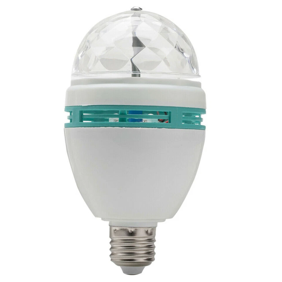 10Pcs 3W RGB LED Crystal Rotating Light Bulb E26 Lamp Holder Xmas Party DJ Disco - Image 4 of 4