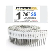 1-7/8" x .086 RING 304SS COIL NAILS 0-DEG PLASTIC 1,200ct | DFCN178RS