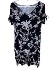 White House Black Market Floral Paisley Dress S Tie Sleeve Stretch