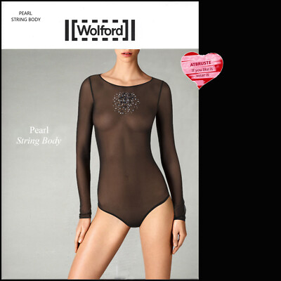 Wolford Pearl String Body   S   black crystal pearls ... Transparenter Body