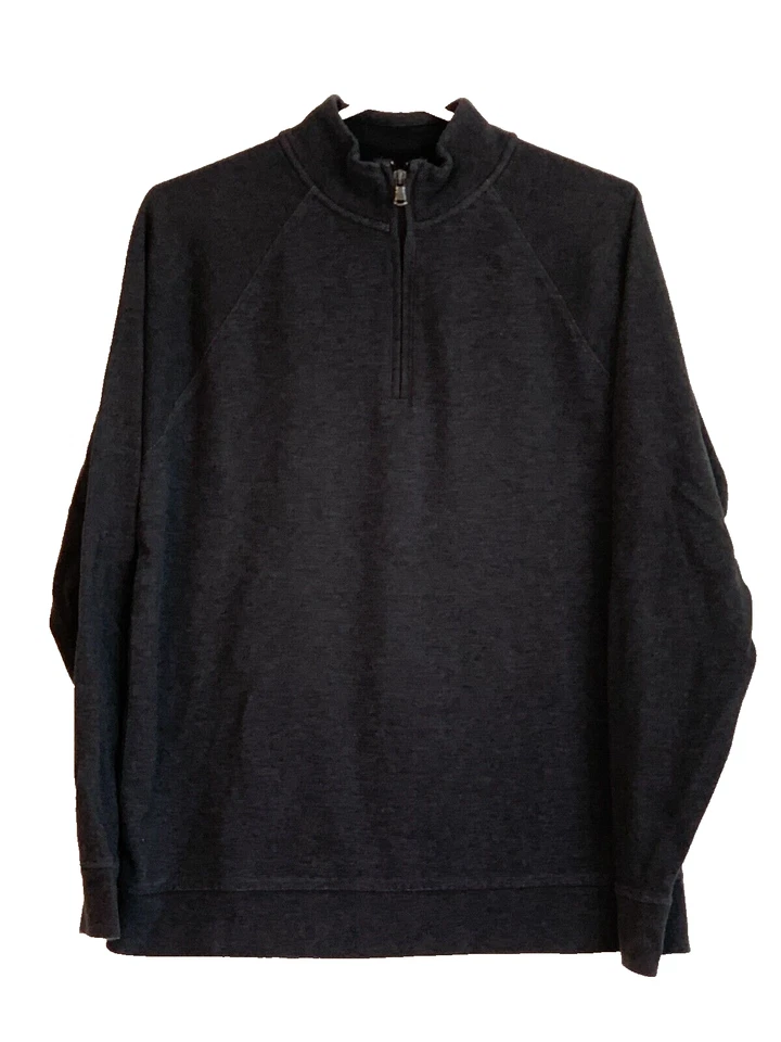 STRUCTURE Men Half-Zip Charcoal Gray Pullover Sweatshirt Long Sleeve Medium Cott - Image 3 of 4