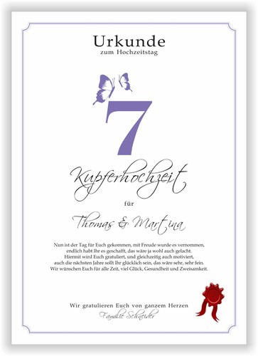 Hochzeitstag Geschenk Urkunde 1-80 Hochzeitstag Ehejubiläum wählbar - Bild 50 von 567