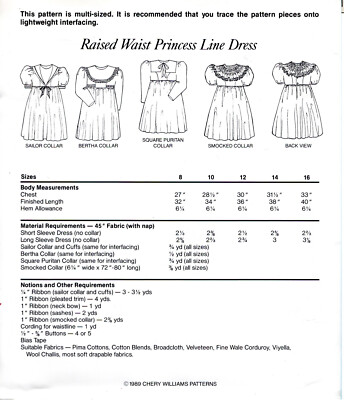 Raised Waist Princess Line Dress 1989 Chery Williams Heirloom Pattern 8-10 | eBay Raised Waist Princess Line Dress 1989 Chery Williams Heirloom Pattern 8-10 | eBay