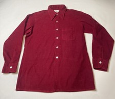 Vintage 50  s Rockabilly Arrow Button Up Shirt Corduroy Red Mens Large EUC