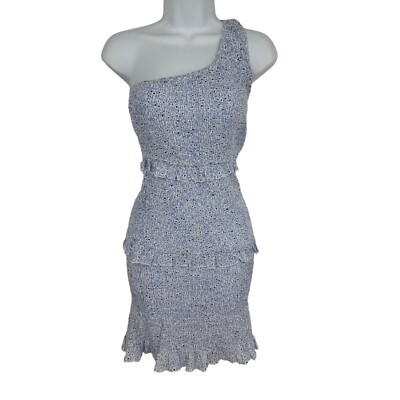 Princess Polly Eliza One Shoulder Florall Light Blue White Summer Dress  Size 4 | eBay