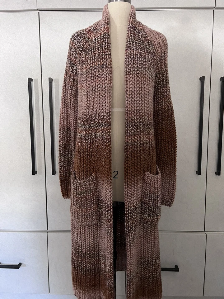 360 Suéter Cárdigan Efecto Ombre Plumero Largo Talla XS Neutro Foto 4 de 4