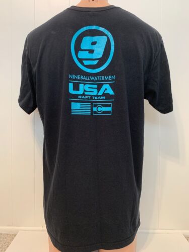 Nine Ball Waterman USA Raft Team XL Black T-Shirt Rafting Rapids Water Paddle - Picture 2 of 6