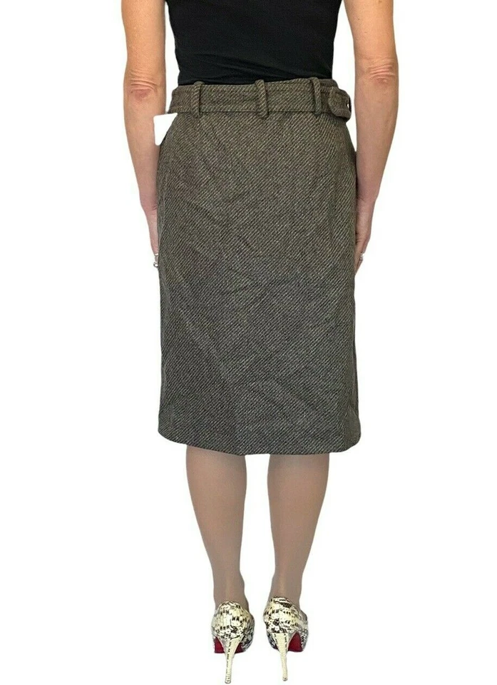 Falda envolvente Calvin Klein Hecha en Italia $640 verde oliva mezcla de lana con cinturón nueva con etiquetas 4 Foto 2 de 4