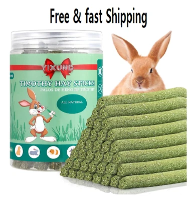 YIXUND Timothy Hay Sticks Treats for Rabbits,40Pcs Bunny Chew Toys Guinea Pig To