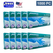 1000 PC Advance Blue Vinyl Gloves Multi-Purpose Disposable Powder-Free New