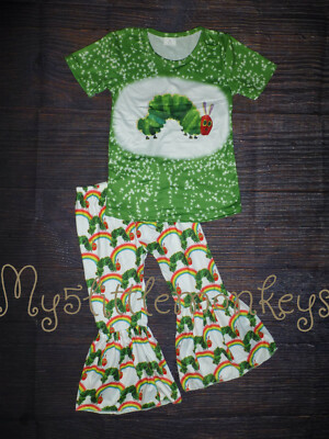 NEW Eric Carle Hungry Caterpillar Boutique Bell Bottoms Girls Outfit Set 
