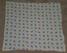 Carter's Child of Mine Blue Orange Teddy Bear Receiving Blanket Lovey